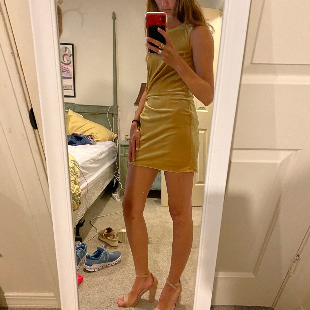 Yellow Velvet Dress